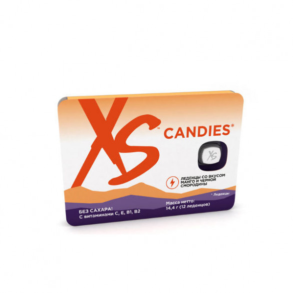 XS™ Candies Леденцы со вкусом манго и черной смородины, уп/6 блистеров